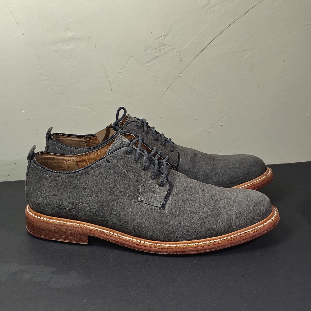 JD Fisk Shoes Mens 12 Grey Suede Leather Lace Up Classic Derby Casual Dress
